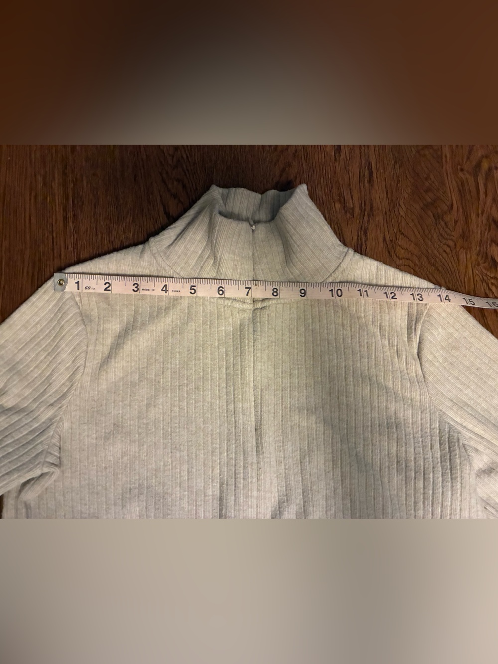 Vince Ribbed Half Zip Turtleneck in Heather Dark Ivory - Size M - Picture 13 of 14